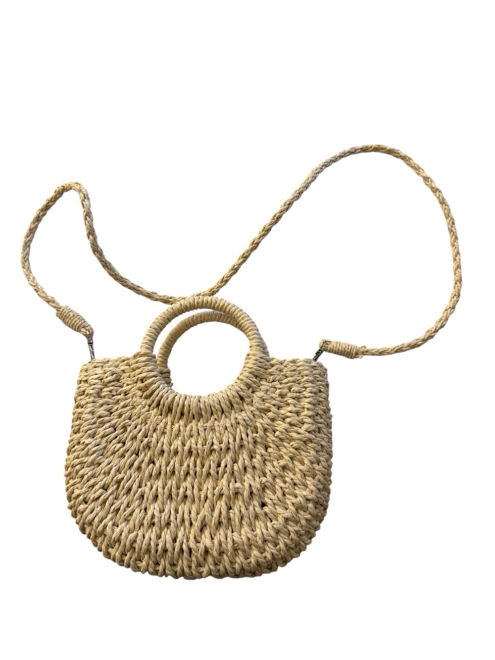 Woven Straw Small Crossbody Bag - Natural